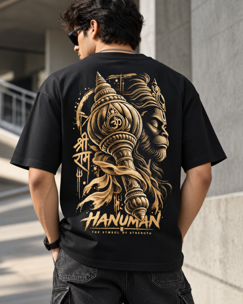 Hanuman Graphic T-Shirt – Black & Gold Streetwear